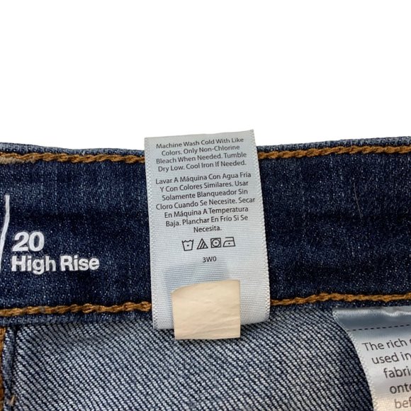 Time and Tru Rose Gold Button Fly Jean Shorts Plus Sz 20 High Rise Blue Stretch - Picture 5 of 12